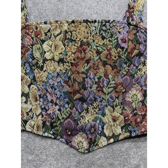 Top Womens Large Floral Tapestry Bustier Corset Crop Tank Cami Multicolor - Picture 5 of 9